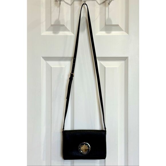 KATE SPADE - Newbury Lane Sally Saffiano Leather Turnlock Crossbody in Black. - Picture 14 of 14